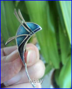 Attractive Scottish Sterling Silver Enamel Dragonfly Brooch Pat Cheney c. 1980s