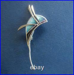 Attractive Scottish Sterling Silver Enamel Dragonfly Brooch Pat Cheney c. 1980s