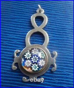 Attractive Scottish Sterling Silver Pendant Caithness Glass h/m 1979 Edinburgh