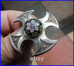 Attractive Scottish Stg. Silver Brooch Caithness Glass h/m 1971 & 79 Edinburgh