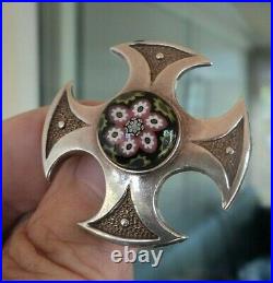 Attractive Scottish Stg. Silver Brooch Caithness Glass h/m 1971 & 79 Edinburgh