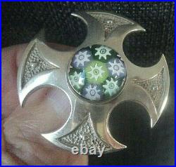 Attractive Scottish Stg. Silver Brooch Caithness Glass h/m 1971 & 79 Edinburgh