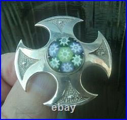 Attractive Scottish Stg. Silver Brooch Caithness Glass h/m 1971 & 79 Edinburgh