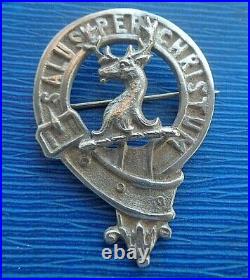 Attractive Sterling Silver Scottish Brooch or Badge c. 1940/50s Clan Abernethy