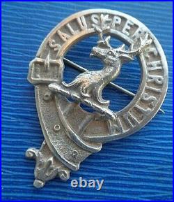 Attractive Sterling Silver Scottish Brooch or Badge c. 1940/50s Clan Abernethy
