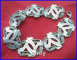 Attractive Stg Silver 925 Scottish Art Deco Enamel Bracelet Pat Cheney 1980s