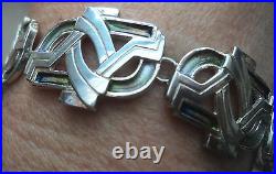 Attractive Stg Silver 925 Scottish Art Deco Enamel Bracelet Pat Cheney 1980s