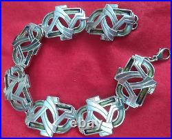 Attractive Stg Silver 925 Scottish Art Deco Enamel Bracelet Pat Cheney 1980s