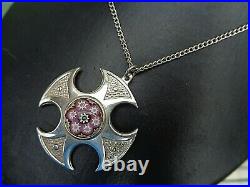 Attractive Stg. Silver Scottish Celtic Cross Pendant Caithness Glass h/m 1972/78