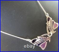 Attractive Stg. Silver Scottish Enamel Butterfly Pendant Pat Cheney h/m c. 1989