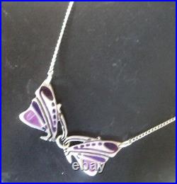 Attractive Stg. Silver Scottish Enamel Butterfly Pendant Pat Cheney h/m c. 1989