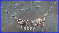 Attractive Stg. Silver Scottish Enamel Butterfly Pendant Pat Cheney h/m c. 1989