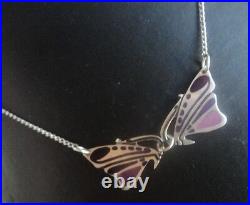 Attractive Stg. Silver Scottish Enamel Butterfly Pendant Pat Cheney h/m c. 1989