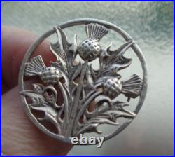 Attractive Stg Silver Scottish Iona THISTLE Brooch h/m 1970 Edinburgh John Hart