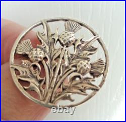 Attractive Stg Silver Scottish Iona THISTLE Brooch h/m 1970 Edinburgh John Hart