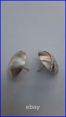 Beautiful Domed Silver Earrings Handmade In The Scottish Borders By Anne Collin