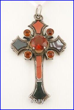 Beautiful Victorian Scottish Agate Silver Lozenge Mark Cross Dated 1872