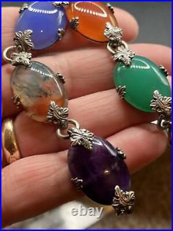 Beautiful Vintage Silver Scottish Agate Bracelet