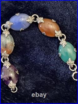 Beautiful Vintage Silver Scottish Agate Bracelet