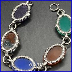 Beautiful Vintage Silver Scottish Agate Bracelet