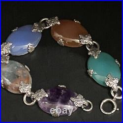 Beautiful Vintage Silver Scottish Agate Bracelet