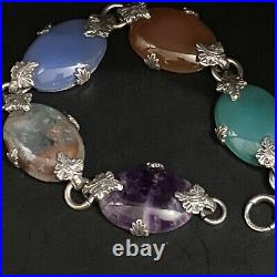 Beautiful Vintage Silver Scottish Agate Bracelet