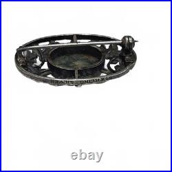 Bernard Instone Sterling Silver Floral Brooch with Scottish Moss Agate Stone