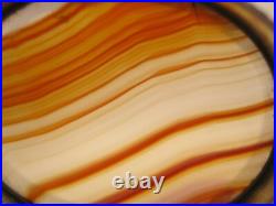Birmingham 1881 Sterling Silver Snuff Box With Scottish Banded Agate Cover