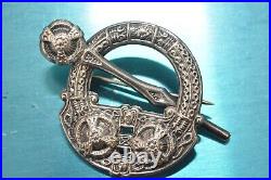 Birmingham 1911 Scottish Antique Celtic Sterling Silver Penannular Tara Kilt Pin