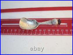 Birmingham 1924 Sterling Silver & Amethyst Thistle Caddy Spoon Inverness