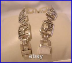 Bracelet Sterling Silver Scottish Terrier Dogs 1940s Unusual Clasp 7 1/4 Length
