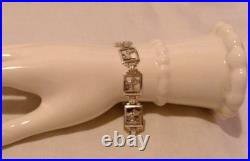 Bracelet Sterling Silver Scottish Terrier Dogs 1940s Unusual Clasp 7 1/4 Length