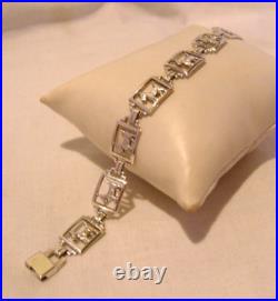 Bracelet Sterling Silver Scottish Terrier Dogs 1940s Unusual Clasp 7 1/4 Length