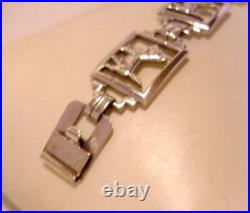 Bracelet Sterling Silver Scottish Terrier Dogs 1940s Unusual Clasp 7 1/4 Length