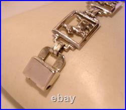Bracelet Sterling Silver Scottish Terrier Dogs 1940s Unusual Clasp 7 1/4 Length