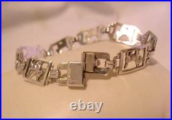 Bracelet Sterling Silver Scottish Terrier Dogs 1940s Unusual Clasp 7 1/4 Length
