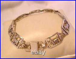 Bracelet Sterling Silver Scottish Terrier Dogs 1940s Unusual Clasp 7 1/4 Length