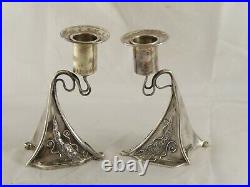 CONTEMPORARY SCOTTISH SOLID STERLING SILVER CANDLESTICKS 2002 340 g
