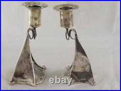 CONTEMPORARY SCOTTISH SOLID STERLING SILVER CANDLESTICKS 2002 340 g