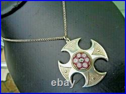 Caithness Glass Silver Pendant Scottish Sterling Celtic Cross 1972 73 74 78 81