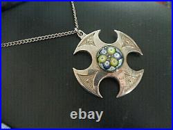 Caithness Glass Silver Pendant Scottish Sterling Celtic Cross 1972 73 74 78 81