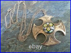 Caithness Glass Silver Pendant Scottish Sterling Celtic Cross 1972 73 74 78 81