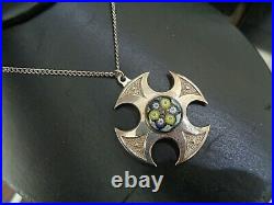 Caithness Glass Silver Pendant Scottish Sterling Celtic Cross 1972 73 74 78 81