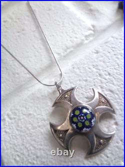 Caithness Glass Silver Pendant Scottish Sterling Celtic Cross 1972 73 74 78 81
