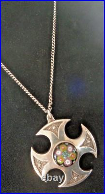 Caithness Glass Silver Pendant Scottish Sterling Celtic Cross 1972 73 74 78 81