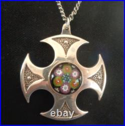 Caithness Glass Silver Pendant Scottish Sterling Celtic Cross 1972 73 74 78 81