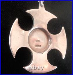 Caithness Glass Silver Pendant Scottish Sterling Celtic Cross 1972 73 74 78 81