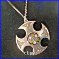 Caithness Glass Silver Pendant Scottish Sterling Celtic Cross 1972 73 74 78 81