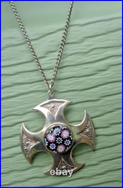 Caithness Glass Silver Pendant Scottish Sterling Celtic Cross 1972 73 74 78 81