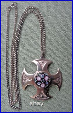 Caithness Glass Silver Pendant Scottish Sterling Celtic Cross 1972 73 74 78 81